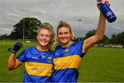21 August 2021; Amy Burke, left, and Meadhbh Deeney of Wicklow after the TG4 All-Ireland Ladies Football Junior Championship Semi-Final match between Wicklow and Limerick at Joe Foxe Memorial Park, Tang GAA Club in Westmeath. Photo by Ray McManus/Sportsfile