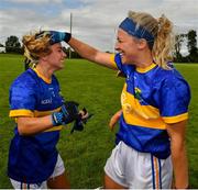 21 August 2021; Clodagh Fox, left and Sarah Jane Winders of Wicklow after the TG4 All-Ireland Ladies Football Junior Championship Semi-Final match between Wicklow and Limerick at Joe Foxe Memorial Park, Tang GAA Club in Westmeath. Photo by Ray McManus/Sportsfile