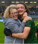 21 August 2021; Shaun Leonard of Meath is congratulated by his mother Elaine after the 2021 Electric Ireland GAA Football All-Ireland Minor Championship Semi-Final match between Meath and Sligo at Kingspan Breffni in Cavan. Photo by Ramsey Cardy/Sportsfile