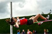 21 August 2021; Caoimhie Byrne O Connell of Ennis Track AC, Clare, competing in the Girl's U15 Pentathlon during day one of the Irish Life Health Children’s Games, U12-U13 T&F Championships & U14-16 and Youth Combined Events at Tullamore Harriers Stadium in Tullamore, Offaly. Photo by Eóin Noonan/Sportsfile