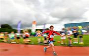 21 August 2021; Liam Collis of Lucan Harriers AC, Dublin, competing in the Boy's U11 Turbo Javelin during day one of the Irish Life Health Children’s Games, U12-U13 T&F Championships & U14-16 and Youth Combined Events at Tullamore Harriers Stadium in Tullamore, Offaly. Photo by Eóin Noonan/Sportsfile