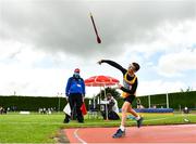 21 August 2021; Ned Condon of St Nicholas AC, Cork, competing in the Boy's U11 Turbo Javelin during day one of the Irish Life Health Children’s Games, U12-U13 T&F Championships & U14-16 and Youth Combined Events at Tullamore Harriers Stadium in Tullamore, Offaly. Photo by Eóin Noonan/Sportsfile