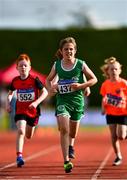 21 August 2021; Fionnan O'Snodaigh of Cabinteely AC, Dublin, competing in the Boy's U11 600m during day one of the Irish Life Health Children’s Games, U12-U13 T&F Championships & U14-16 and Youth Combined Events at Tullamore Harriers Stadium in Tullamore, Offaly. Photo by Eóin Noonan/Sportsfile