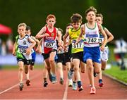 21 August 2021; Jacob Reid, 667, of Ennis Track AC, Clare, competing in the Boy's U10 500m during day one of the Irish Life Health Children’s Games, U12-U13 T&F Championships & U14-16 and Youth Combined Events at Tullamore Harriers Stadium in Tullamore, Offaly. Photo by Eóin Noonan/Sportsfile
