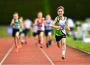21 August 2021; Darragh Mc Hale of Moy Valley AC, Mayo, competing in the Boy's U10 500m during day one of the Irish Life Health Children’s Games, U12-U13 T&F Championships & U14-16 and Youth Combined Events at Tullamore Harriers Stadium in Tullamore, Offaly. Photo by Eóin Noonan/Sportsfile