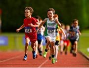 21 August 2021; Jack Hibbitt of Craughwell AC, Mayo, competing in the Boy's U9 500m during day one of the Irish Life Health Children’s Games, U12-U13 T&F Championships & U14-16 and Youth Combined Events at Tullamore Harriers Stadium in Tullamore, Offaly. Photo by Eóin Noonan/Sportsfile