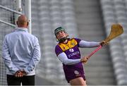 21 August 2021; Wexford goalkeeper Laura Brennan watches the ball cross her goal-line, for a goal scored by Denise Gaule of Kilkenny, during the All-Ireland Senior Camogie Championship quarter-final match between Kilkenny and Wexford at Páirc Uí Chaoimh in Cork. Photo by Piaras Ó Mídheach/Sportsfile