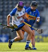 21 August 2021; Anne Corcoran of Waterford in action against Mary Ryan of Tipperary during the All-Ireland Senior Camogie Championship Quarter-Final match between Tipperary and Waterford at Páirc Uí Chaoimh in Cork. Photo by Piaras Ó Mídheach/Sportsfile