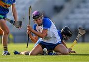 21 August 2021; Anne Corcoran of Waterford in action against Mary Ryan, right, of Tipperary during the All-Ireland Senior Camogie Championship Quarter-Final match between Tipperary and Waterford at Páirc Uí Chaoimh in Cork. Photo by Piaras Ó Mídheach/Sportsfile