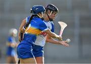 21 August 2021; Anne Corcoran of Waterford in action against Julieanne Bourke of Tipperary during the All-Ireland Senior Camogie Championship Quarter-Final match between Tipperary and Waterford at Páirc Uí Chaoimh in Cork. Photo by Piaras Ó Mídheach/Sportsfile