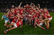 21 August 2021; Cork players celebrate with the cup after their victory in the 2021 Electric Ireland GAA Hurling All-Ireland Minor Championship Final match between Cork and Galway at Semple Stadium in Thurles, Tipperary. Photo by Stephen McCarthy/Sportsfile