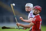 21 August 2021; William Buckley of Cork in action against Anthony Keady of Galway during the 2021 Electric Ireland GAA Hurling All-Ireland Minor Championship Final match between Cork and Galway at Semple Stadium in Thurles, Tipperary. Photo by Stephen McCarthy/Sportsfile