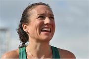 21 August 2021; Caitriona Jennings of Letterkenny AC, Donegal, representing Ireland, after winning the national women's 100 kilometre race at the Irish National 50 kilometre and 100 kilometre Championships, incorporating the Anglo Celtic Plate, at Mondello Park in Naas, Kildare. Photo by Brendan Moran/Sportsfile