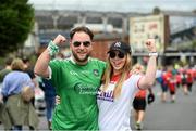 22 August 2021; Donal Creegan, from Knockaderry, Limerick, and Sinéad O'Halloran, from Montenotte, Cork, before the GAA Hurling All-Ireland Senior Championship Final match between Cork and Limerick in Croke Park, Dublin. Photo by Stephen McCarthy/Sportsfile