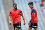 22 August 2021; Robbie O’Flynn, left, and Darragh Fitzgibbon of Cork before the GAA Hurling All-Ireland Senior Championship Final match between Cork and Limerick in Croke Park, Dublin. Photo by Ramsey Cardy/Sportsfile
