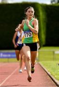 22 August 2021; Sarah Clarke from Meath County on her way to winning the Women's 800m during day two of the Irish Life Health Youth Combined Events and Masters Combined Events at Tullamore Harriers Stadium in Tullamore, Offaly. Photo by Matt Browne/Sportsfile