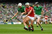 22 August 2021; Kyle Hayes of Limerick in action against Shane Kingston of Cork during the GAA Hurling All-Ireland Senior Championship Final match between Cork and Limerick in Croke Park, Dublin. Photo by Eóin Noonan/Sportsfile