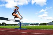 22 August 2021; Amelia Campbell from Ratoath AC, Meath, competing in the Women's 3000m Steeplechase during day two of the Irish Life Health Youth Combined Events and Masters Combined Events at Tullamore Harriers Stadium in Tullamore, Offaly. Photo by Matt Browne/Sportsfile