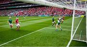 22 August 2021; Shane Kingston of Cork scores his side's first goal during the GAA Hurling All-Ireland Senior Championship Final match between Cork and Limerick in Croke Park, Dublin. Photo by Brendan Moran/Sportsfile
