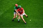 22 August 2021; Séamus Harnedy of Cork in action against Seán Finn of Limerick during the GAA Hurling All-Ireland Senior Championship Final match between Cork and Limerick in Croke Park, Dublin. Photo by Daire Brennan/Sportsfile
