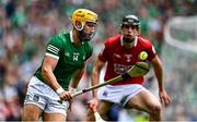 22 August 2021; Séamus Flanagan of Limerick in action against Robert Downey of Cork during the GAA Hurling All-Ireland Senior Championship Final match between Cork and Limerick in Croke Park, Dublin. Photo by Piaras Ó Mídheach/Sportsfile