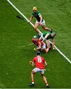 22 August 2021; Eoin Cadogan of Cork in action against William O’Donoghue of Limerick during the GAA Hurling All-Ireland Senior Championship Final match between Cork and Limerick in Croke Park, Dublin. Photo by Daire Brennan/Sportsfile