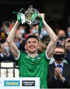 22 August 2021; Limerick captain Declan Hannon lifts the Liam MacCarthy Cup after the GAA Hurling All-Ireland Senior Championship Final match between Cork and Limerick in Croke Park, Dublin. Photo by Stephen McCarthy/Sportsfile