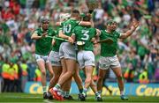 22 August 2021; Limerick players celebrate after the GAA Hurling All-Ireland Senior Championship Final match between Cork and Limerick in Croke Park, Dublin. Photo by Harry Murphy/Sportsfile