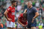 22 August 2021; Alan Cadogan of Cork, centre, is consoled by Cork selector Diarmuid O'Sullivan during the GAA Hurling All-Ireland Senior Championship Final match between Cork and Limerick in Croke Park, Dublin. Photo by Brendan Moran/Sportsfile