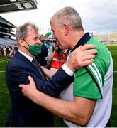 22 August 2021; Limerick manager John Kiely and businessman JP McManus after the GAA Hurling All-Ireland Senior Championship Final match between Cork and Limerick in Croke Park, Dublin. Photo by Stephen McCarthy/Sportsfile