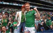 22 August 2021; Cian Lynch of Limerick celebrates with his mother Valerie after the GAA Hurling All-Ireland Senior Championship Final match between Cork and Limerick in Croke Park, Dublin. Photo by Ramsey Cardy/Sportsfile