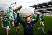 22 August 2021; Limerick performance psychologist Caroline Currid with the Liam MacCarthy Cup after the GAA Hurling All-Ireland Senior Championship Final match between Cork and Limerick in Croke Park, Dublin. Photo by Stephen McCarthy/Sportsfile