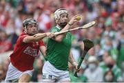 22 August 2021; Cian Lynch of Limerick in action against Mark Coleman of Cork during the GAA Hurling All-Ireland Senior Championship Final match between Cork and Limerick in Croke Park, Dublin. Photo by Ramsey Cardy/Sportsfile