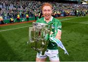 22 August 2021; Cian Lynch of Limerick with the Liam MacCarthy Cup after the GAA Hurling All-Ireland Senior Championship Final match between Cork and Limerick in Croke Park, Dublin. Photo by Stephen McCarthy/Sportsfile