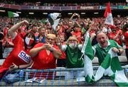 22 August 2021; Cork and Limerick supporters before the GAA Hurling All-Ireland Senior Championship Final match between Cork and Limerick in Croke Park, Dublin. Photo by Ramsey Cardy/Sportsfile