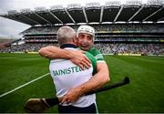 22 August 2021; Limerick manager John Kiely and Pat Ryan of Limerick celebrate after the GAA Hurling All-Ireland Senior Championship Final match between Cork and Limerick in Croke Park, Dublin. Photo by Stephen McCarthy/Sportsfile