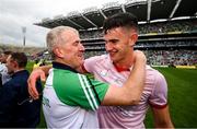 22 August 2021; Limerick manager John Kiely and Colin Coughlan of Limerick celebrate after the GAA Hurling All-Ireland Senior Championship Final match between Cork and Limerick in Croke Park, Dublin. Photo by Stephen McCarthy/Sportsfile