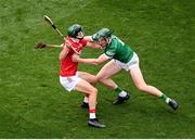 22 August 2021; Mark Coleman of Cork and William O’Donoghue of Limerick during the GAA Hurling All-Ireland Senior Championship Final match between Cork and Limerick in Croke Park, Dublin. Photo by Stephen McCarthy/Sportsfile