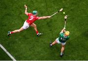 22 August 2021; Tom Morrissey of Limerick and Eoin Cadogan of Cork during the GAA Hurling All-Ireland Senior Championship Final match between Cork and Limerick in Croke Park, Dublin. Photo by Stephen McCarthy/Sportsfile