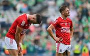 22 August 2021; A dejected Alan Cadogan of Cork, right, alongside his brother Eoin, after the GAA Hurling All-Ireland Senior Championship Final match between Cork and Limerick in Croke Park, Dublin. Photo by Brendan Moran/Sportsfile