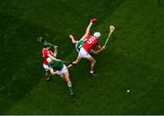 22 August 2021; Cian Lynch and Gearóid Hegarty of Limerick in action against Mark Coleman and Tim O’Mahony of Cork during the GAA Hurling All-Ireland Senior Championship Final match between Cork and Limerick in Croke Park, Dublin. Photo by Stephen McCarthy/Sportsfile