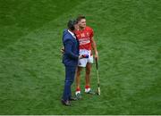 22 August 2021; Former Cork goalkeeper Anthony Nash consoles Alan Cadogan after the GAA Hurling All-Ireland Senior Championship Final match between Cork and Limerick in Croke Park, Dublin. Photo by Daire Brennan/Sportsfile