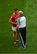 22 August 2021; Limerick manager John Kiely shakes hands with Eoin Cadogan of Cork after the GAA Hurling All-Ireland Senior Championship Final match between Cork and Limerick in Croke Park, Dublin. Photo by Daire Brennan/Sportsfile
