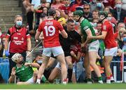 22 August 2021; Linesman James Owens gets caught up in a tussle between Limerick and Cork players during the GAA Hurling All-Ireland Senior Championship Final match between Cork and Limerick in Croke Park, Dublin. Photo by Stephen McCarthy/Sportsfile