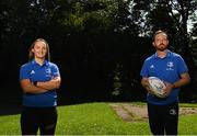 23 August 2021; Vice-captain Michelle Claffey and head coach Phil de Barra during a Leinster Rugby Women’s press conference at Leinster HQ in Belfield, Dublin. Photo by Harry Murphy/Sportsfile