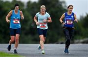 21 August 2021; Edel Quinn, left, and Anne Tormey of Garristown Flyers AC, Dublin, and Maeve Hegarty of Sherries AC, Dublin, competing in the Irish National 50 kilometre and 100 kilometre Championships, incorporating the Anglo Celtic Plate, at Mondello Park in Naas, Kildare. Photo by Brendan Moran/Sportsfile