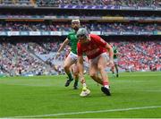 22 August 2021; Mark Coleman of Cork in action against Cian Lynch of Limerick during the GAA Hurling All-Ireland Senior Championship Final match between Cork and Limerick in Croke Park, Dublin. Photo by Piaras Ó Mídheach/Sportsfile
