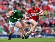22 August 2021; Darragh O’Donovan of Limerick in action against Damien Cahalane of Cork during the GAA Hurling All-Ireland Senior Championship Final match between Cork and Limerick in Croke Park, Dublin. Photo by Piaras Ó Mídheach/Sportsfile