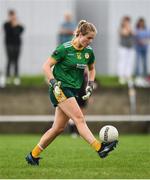 22 August 2021; Antrim goalkeeper Anna McCann during the TG4 All-Ireland Ladies Football Junior Championship Semi-Final match between Antrim and Carlow at Lannleire GFC in Dunleer, Louth. Photo by Ben McShane/Sportsfile