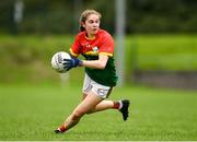 22 August 2021; Rachel Sawyer of Carlow during the TG4 All-Ireland Ladies Football Junior Championship Semi-Final match between Antrim and Carlow at Lannleire GFC in Dunleer, Louth. Photo by Ben McShane/Sportsfile